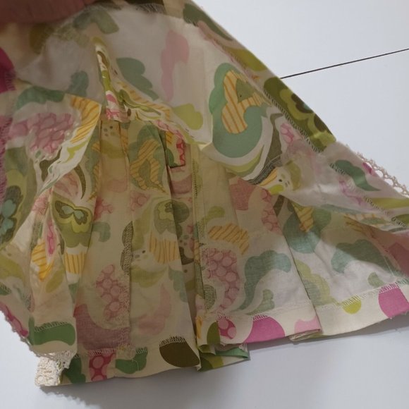 Peaches 'N Cream Girls 5 Dress BYellow Floral Lace Button Bow Tie 100% Cotton - Picture 7 of 12